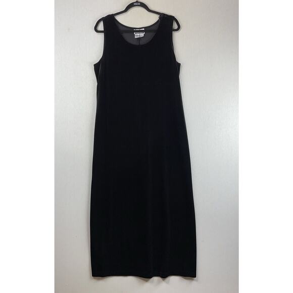 Vintage Sheri Martin Velvet Maxi Dress 14 Black Event Cocktail Classic Gothic - Picture 1 of 10
